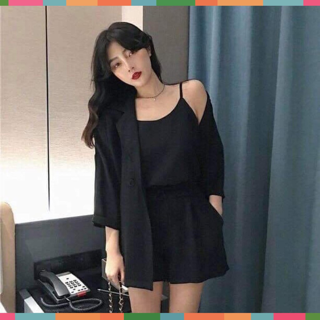 SET VEST 3 MÓN GỒM ÁO 2 DÂY + ÁO KHOÁC VEST + QUẦN GIẢ VÁYi