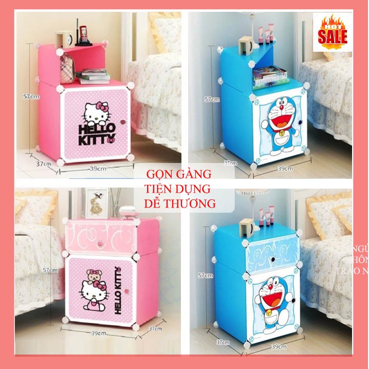 Tủ đầu giường hai tầng lắp ghép kt 39cm x 39cm x 56cm
