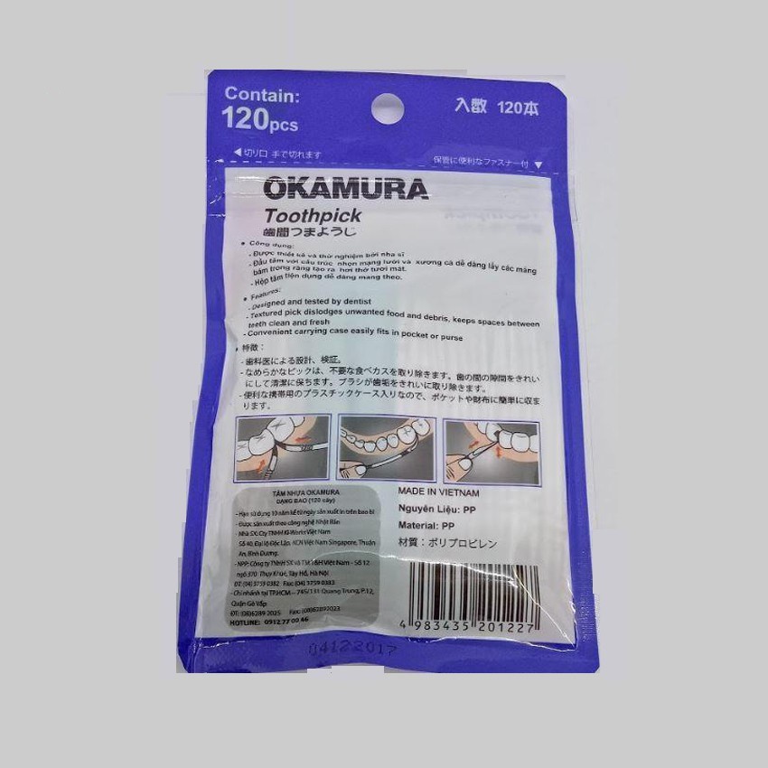 Tăm nhựa Okamura cao cấp chất lượng (bịch 120 cây/140 cây) - Nhật Bản