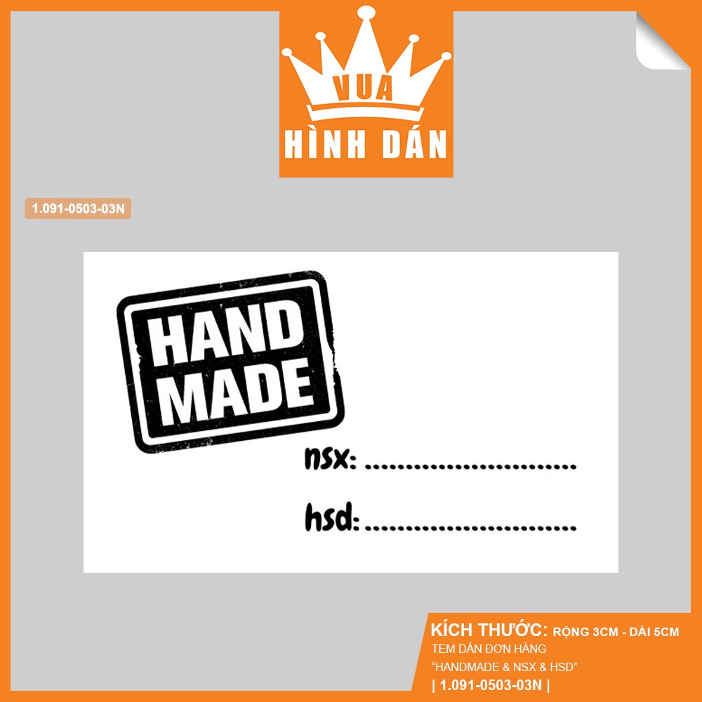 Set 50/100 nhãn dán HANDMADE kèm NGÀY SẢN XUẤT NSX, HẠN SỬ DỤNG HSD  - tem dán gói hàng dành cho shop