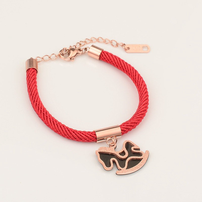 Vòng tay dây đỏ phong cách giáng sinh | Vòng tay bằng thép titan mạ vàng hồng 18k cao cấp | Trang sức bằng thép không gỉ | Mascara may mắn chống thấm nước và mồ hôi không phai màu thiết kế dễ thương