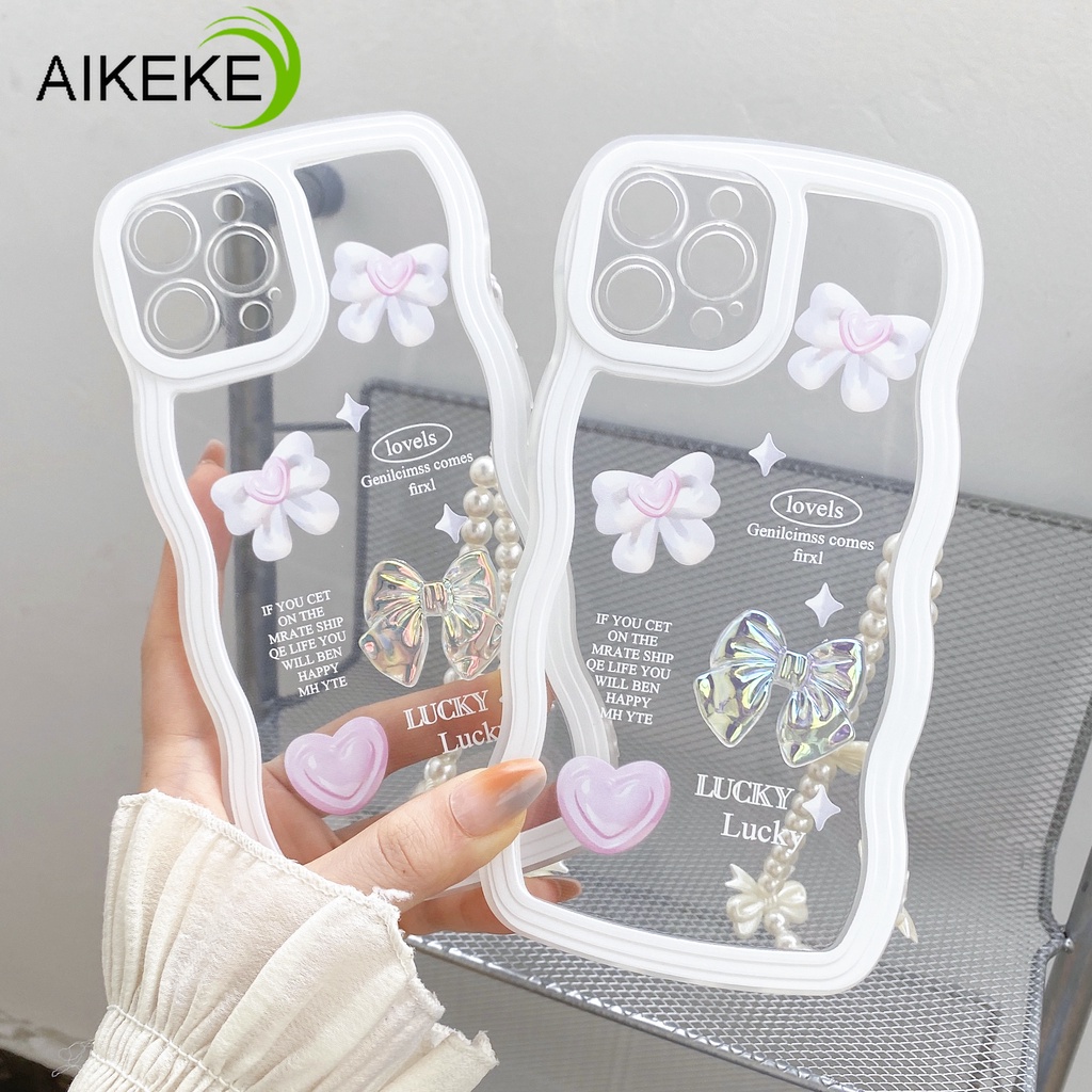 Ốp Điện Thoại TPU Mềm Trong Suốt Họa Tiết Thắt Nơ 3D Cho iPhone 11 13 12 Pro MAX XR X XS MAX 7 8 Plus