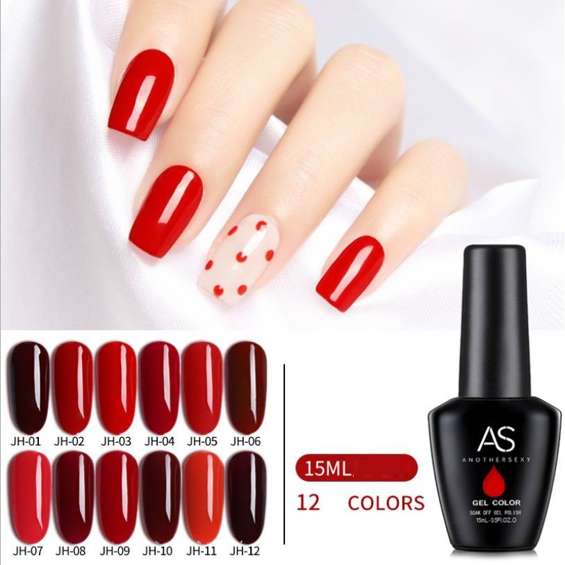 Sơn gel AS sơn nail sơn móng tay gel tone đỏ cam đỏ tươi đỏ đô NAIL SUZY mã JH 15ml