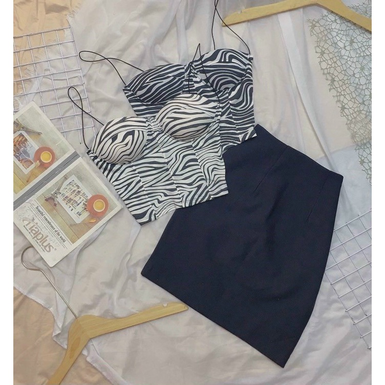 [HÌNH THẬT]Áo hai dây thiết kế cúp ngực trơn màu, dáng corset, vải thun borip dày mịn mút ngực dày TV23321