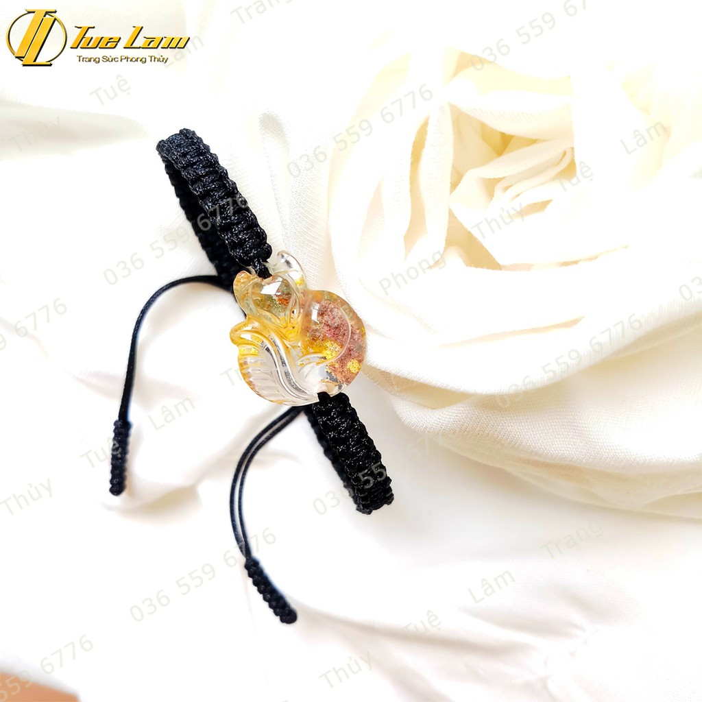 Vòng Chỉ handmade Đá Ưu Linh Vàng mệnh Thổ Kim