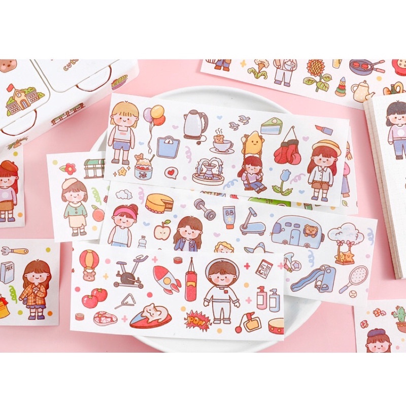 💥Zaomo Washi Miếng Dán Sticker Dài Trang Trí Hình Chữ Nhật💥