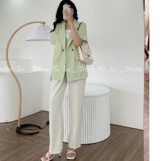 Áo blazer vest cộc tay phong cách Hàn Quốc - chất đẹp
