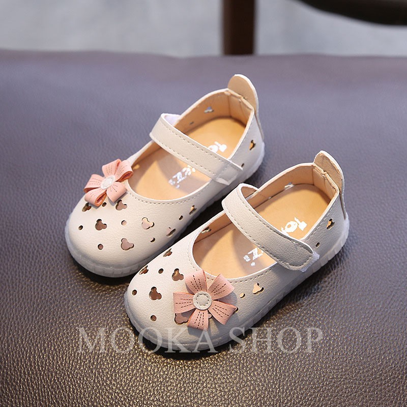 (Chân 11.5 - 13 cm) Giày búp bê đính hoa siêu yêu cho bé gái - MKBB01