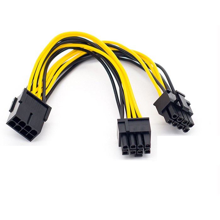 Cáp Chuyển Đổi/ Cáp Chia Nguồn VGA, PCIE 8 pin sang 2 đầu 8 pin ( 6 pin +2 pin) cấp nguồn VGA - Bọc nhựa PVC