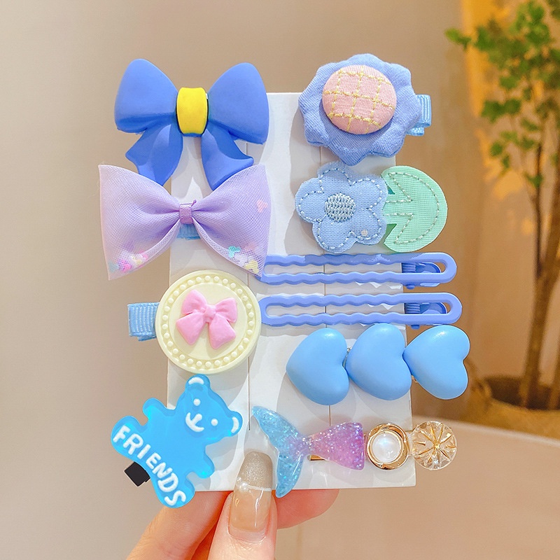 Set 10 kẹp tóc họa tiết hoạt hình đáng yêu gấu Kitty cho bé gái 221