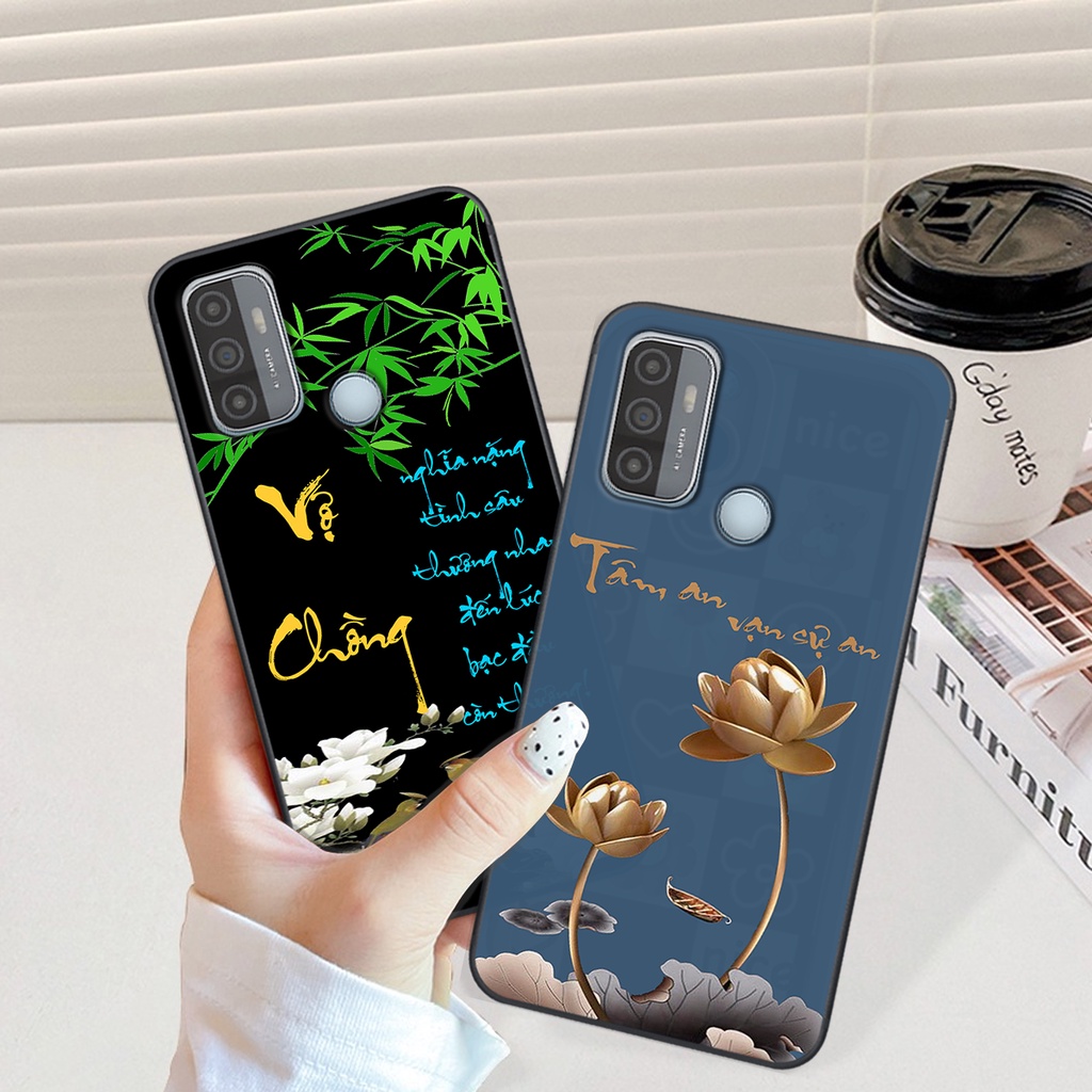 Ốp lưng Oppo A53 phiên bản cha mẹ - vợ chồng- chữ thư pháp Tâm, nhẫn, phúc lộc thọ cực đẹp và ý nghĩa
