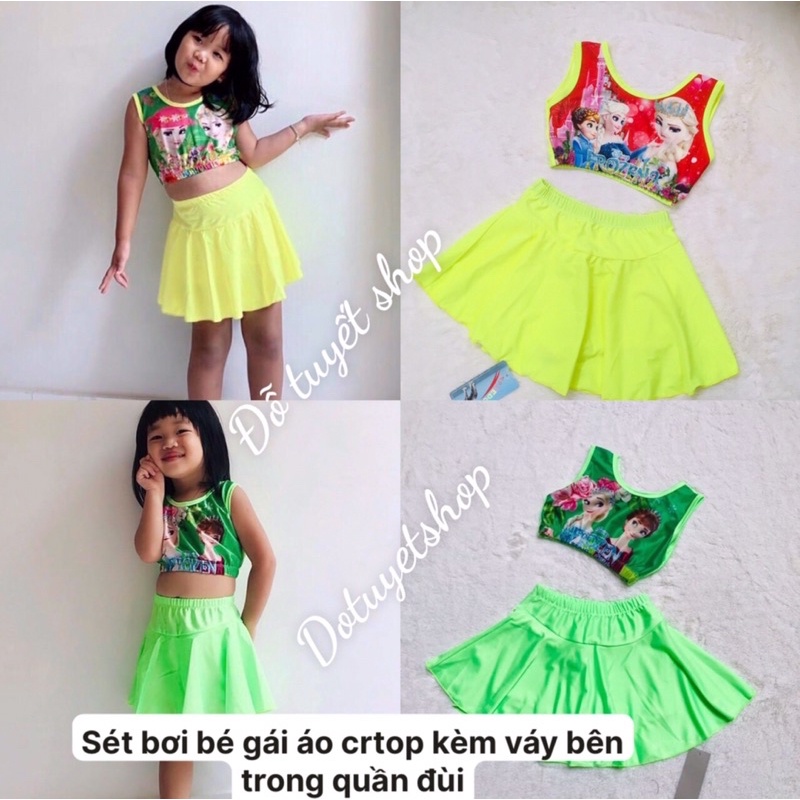Đồ Bơi Bé Gái - Sét Bơi Quần Váy Kèm Áo Crtop