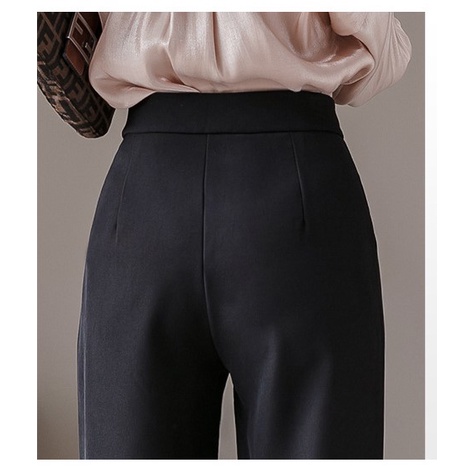 Quần baggy nữ công sở cạp cao cúc lệch gấu bằng dáng đẹp cao cấp Q068