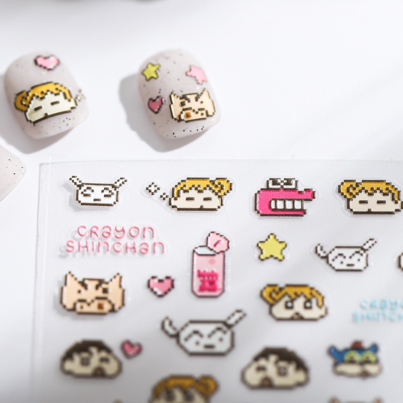 Hình Dán Móng Tay In Nổi Họa Tiết Cậu Bé Bút Chì Shin-Chan Dùng Trang Trí Móng Tay Có Thể Đeo Lại