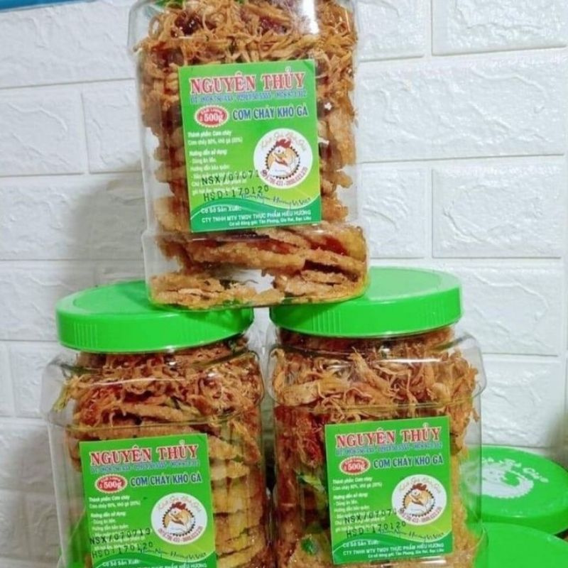 Cơm cháy khô gà lá chanh chính hiệu "khô gà bà già" hộp 500gram 🍃