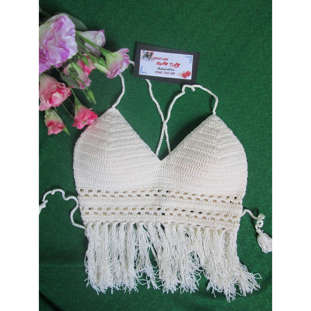 [Hàng sẵn] Áo bikini Móc tay bằng Sợi cotton siêu Chất (Mát nhẹ không dão)_Handmade 100% | BigBuy360 - bigbuy360.vn