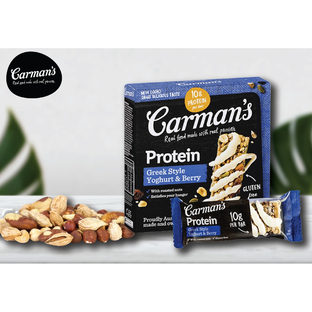 Thanh Giàu Đạm Carman's Protein Bar Greekstyle Yoghurt, Berry - Sữa Chua Hy Lạp, Quả Mọng - 200g