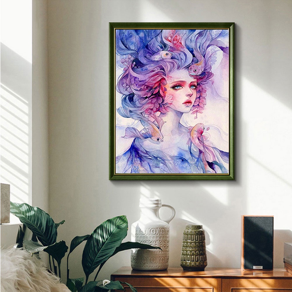 Bộ Tranh Đính Đá 5D Diy Hình Cô Gái Hoạt Hình 30x40cm Để Trang Trí Nhà