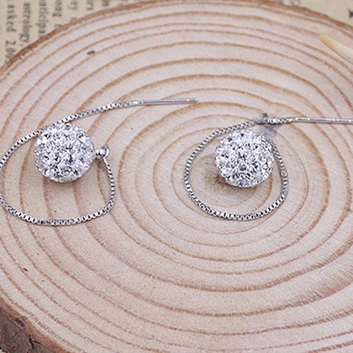 Hoa tai dáng dài xi bạc cho nữ