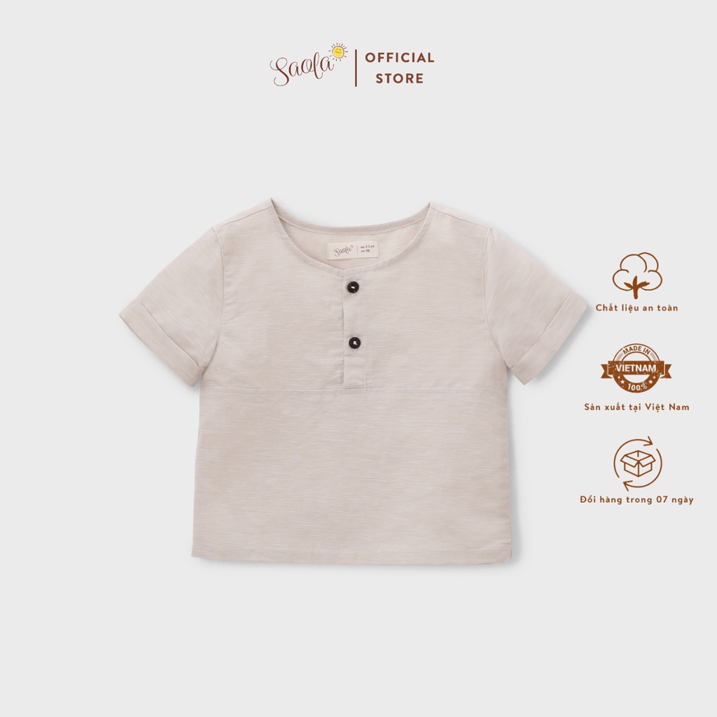 Áo Sơ Mi Bé Trai Cổ Tròn Tay Ngắn Chất Liệu Linen - RENNY SHIRT - TOL004