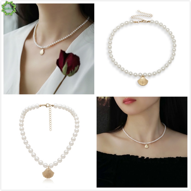 Dây chuyền kim loại đính hạt ngọc trai giả sang trọng cho cô dâu