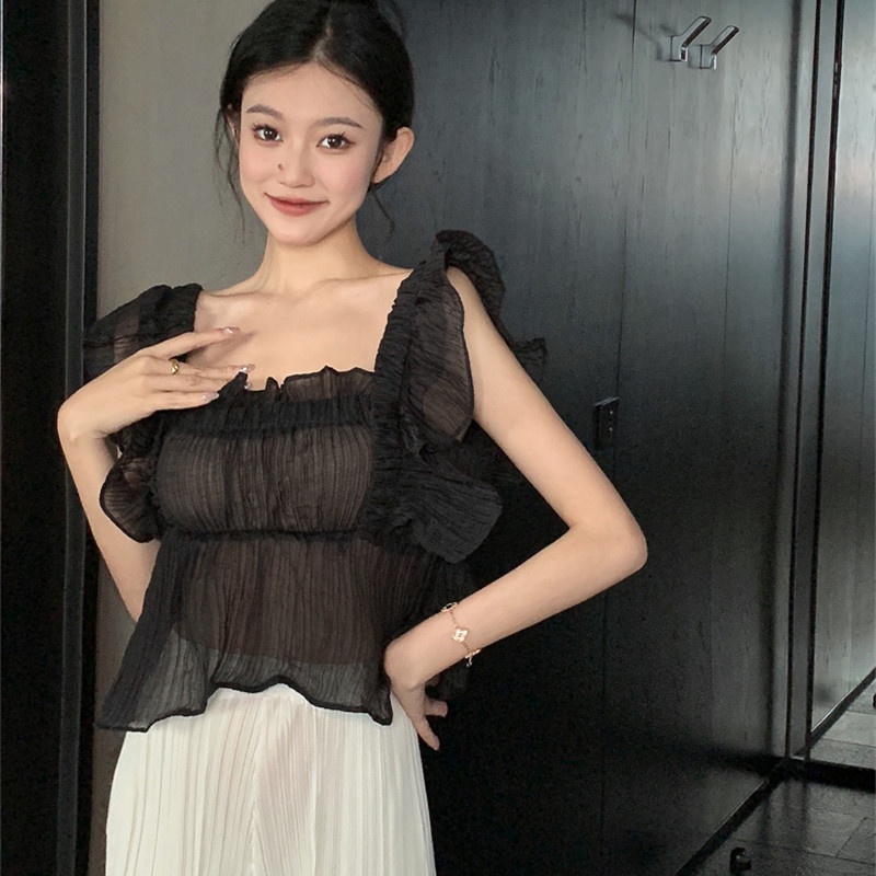 Áo Không Tay Cổ Vuông Màu Sắc Đơn Giản Thời Trang Cho Nữ