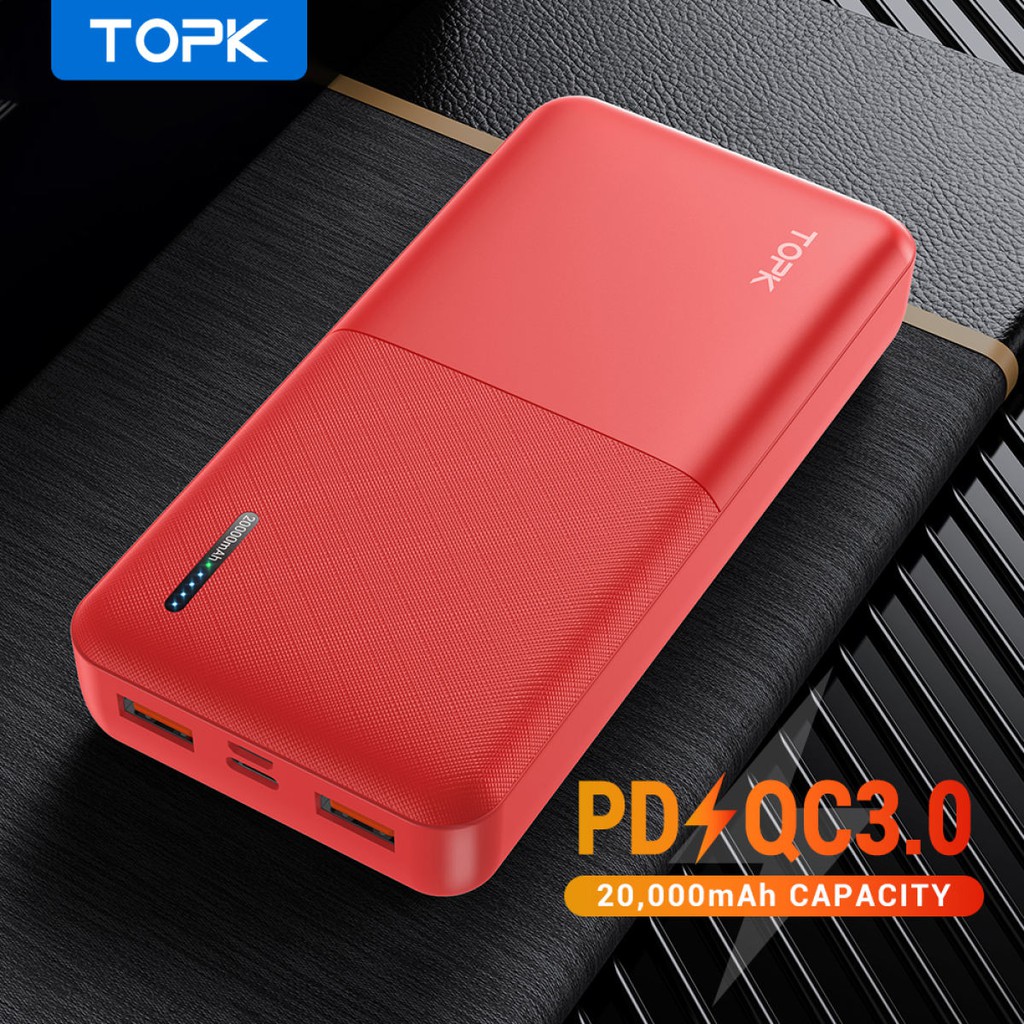 Sạc Dự Phòng TOPK I2009Q 18W QC3.0 Sạc Nhanh 2 Cổng USB PD3.0 QC3.0 20000mAh Cho Xiaomi Samsung IPhone