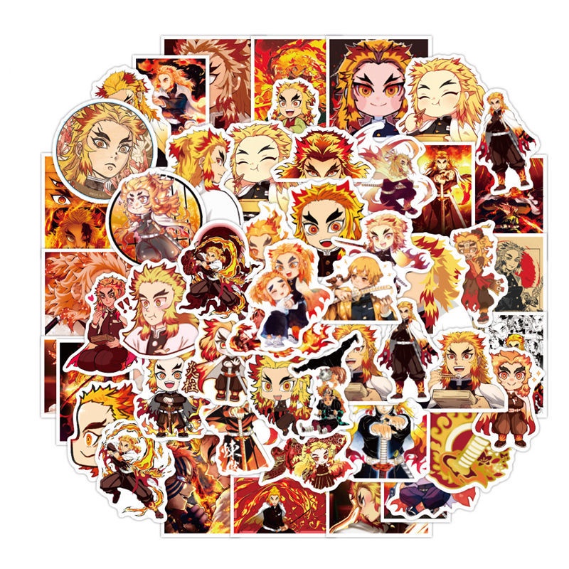 50 Cái Thanh Gươm Diệt Quỷ Kimetsu no Yaiba DEMON SLAYER Rengoku Kyoujurou | Anime Sticker laptop trang trí trên tường