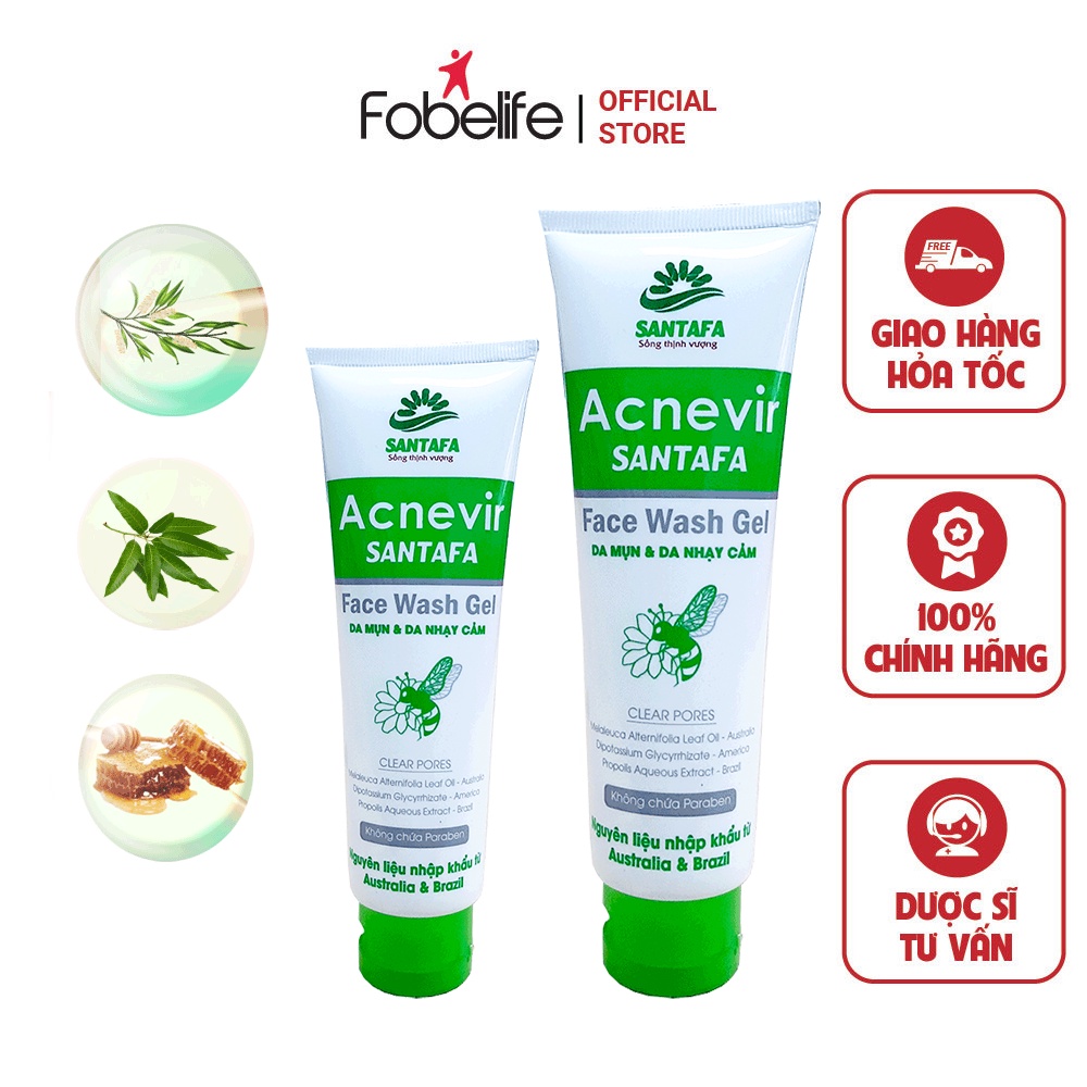 Sữa Rửa Mặt Acnevir FOBE Giúp Làm Sạch Sâu Ngăn Ngừa Mụn - Tuýp 50/100g