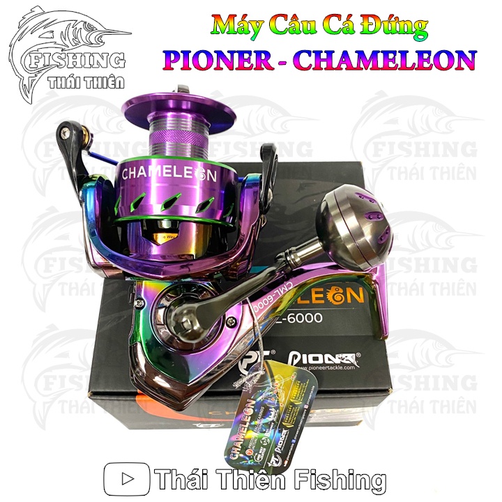 Máy Câu Cá Đứng Pioneer Chameleon 6000 Thế Hệ Mới Tay Quay Vặn Ren