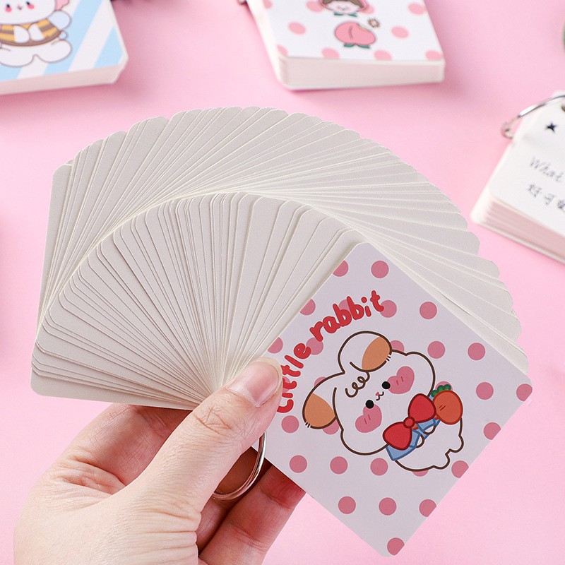 Flashcard đáng yêu cho bé và học từ vựng cho học sinh/sinh viên có khoen tròn dễ dàng thảo rời lắp ráp BMBooks