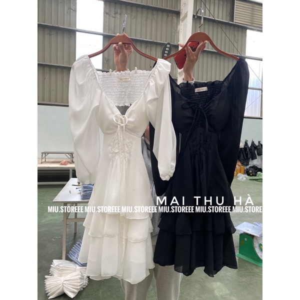 [ẢNH THẬT] ĐẦM VÁY THIÊN NGA CỔ YẾM HAI DÂY TRỄ VAI CUT OUT HỞ LƯNG DÀI TAY VOAN TƠ TRƠN ĐTNHTY | BigBuy360 - bigbuy360.vn