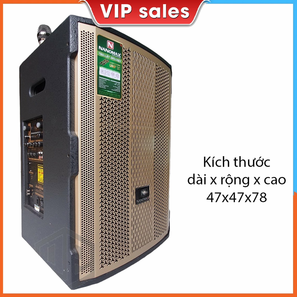Loa Kéo Karaoke Công Suất Lớn Nanomax SK-12F3 Bass 30cm 450W Tặng Kèm 2 Micro Không Dây Kết Nối Bluetooth