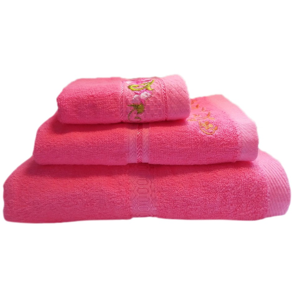 Bộ 3 Khăn tắm- khăn mặt- khăn lau đầu thêu cao cấp hàng VNXK Nhật Hàn