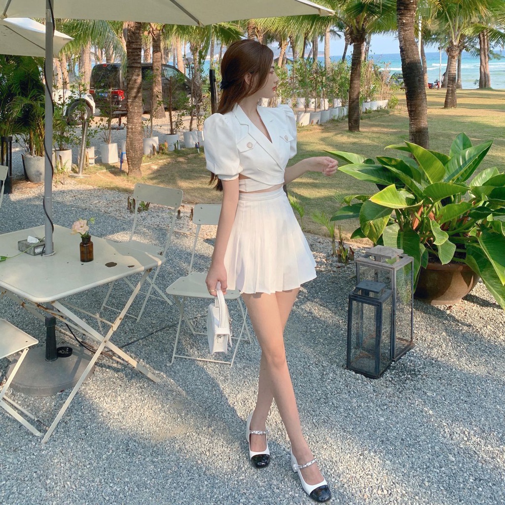 Set Áo Khoác + Chân Váy Xếp Ly Thời Trang Mùa Hè Hàng Mới 2022 Dành Cho Nữ