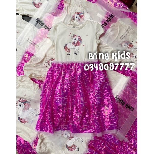 Váy Tutu Bé Gái Kỳ Lân Sequin Hồng HaM