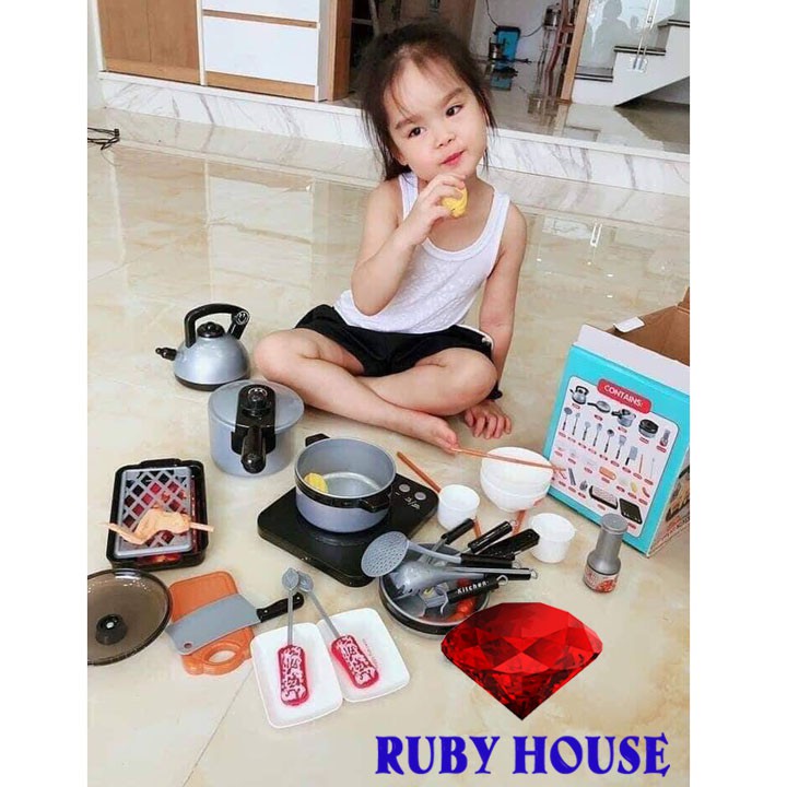 Bộ đồ chơi nấu ăn Hot 2020, đồ chơi trẻ em nấu ăn 36 chi tiết- Ruby House