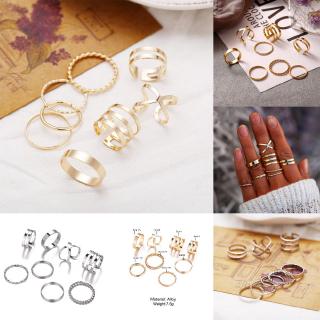 Set 8 Nhẫn Nhiều Lớp Kiểu Dáng Đơn Giản Cho Nữ