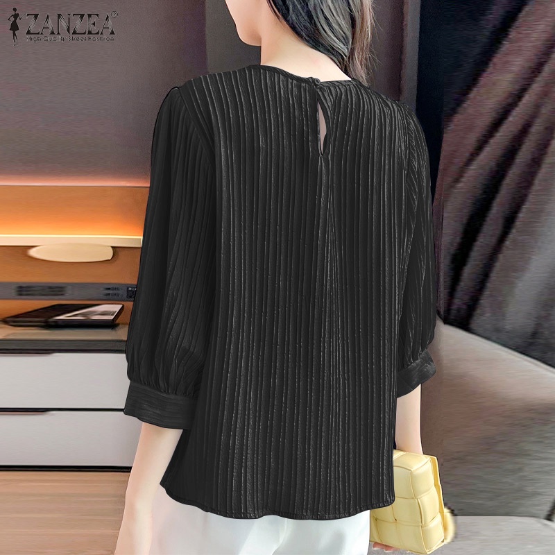 Zanzea Áo Kiểu Tay Lỡ Cổ Tròn Màu Trơn Thời Trang Dành Cho Nữ