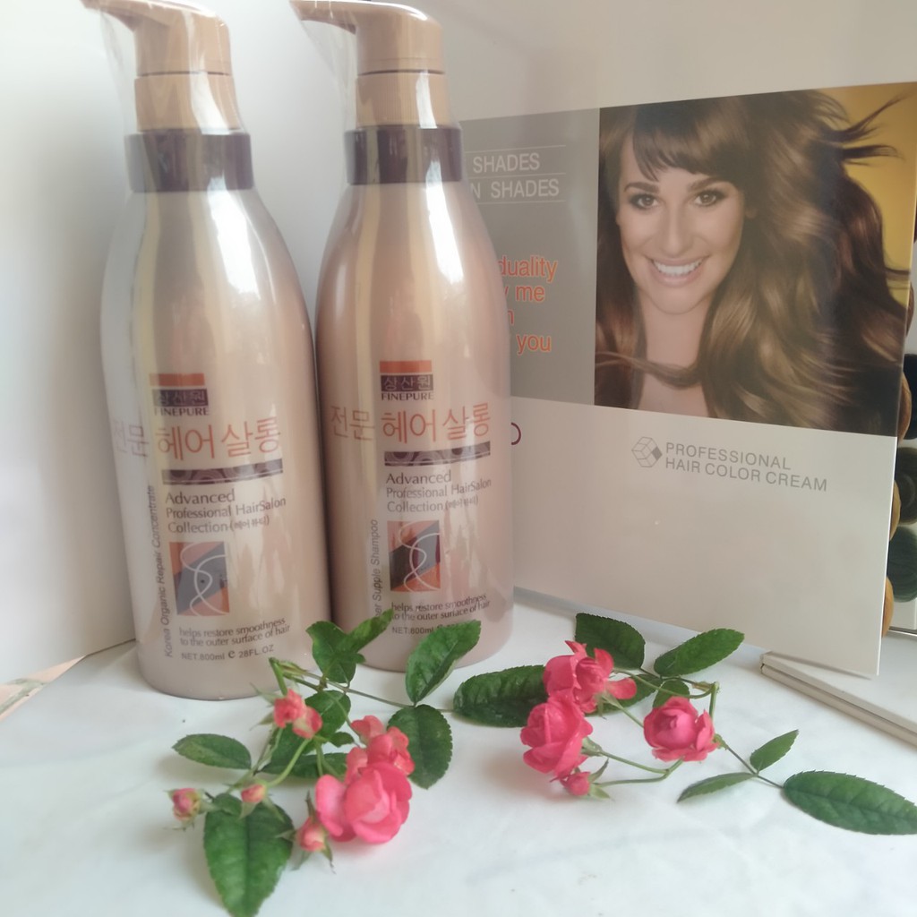 Cặp Dầu Gội Xả FinePure Korea Organic Repair Siêu Mượt 800ml