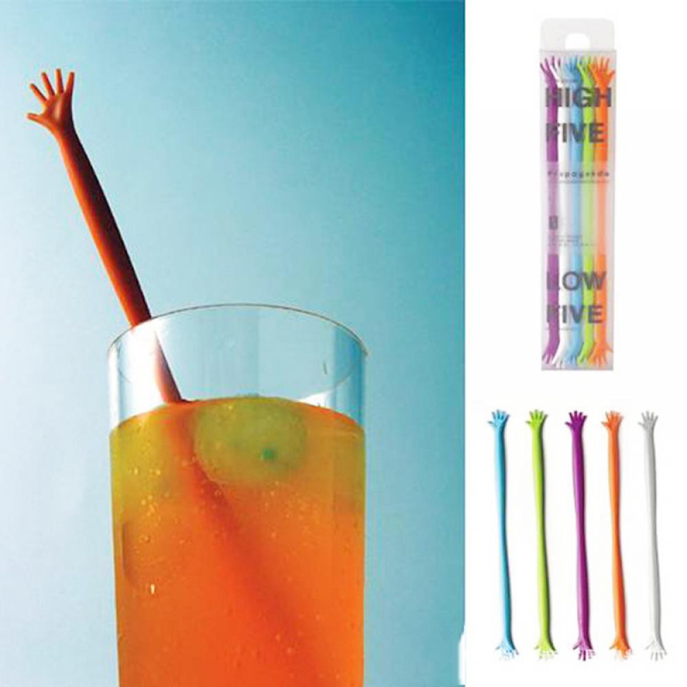 5pcs Durable  HELP ME Hand Drink Stirrers Bar Pub/Party/Kitchen Cocktail Swizzle Sticks Set