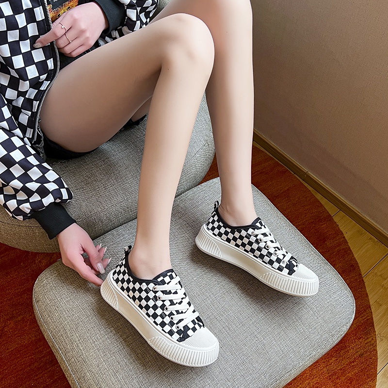 Giày thể thao vans caro💥 Giày thể thao nữ đi học sneaker, giay caro classic