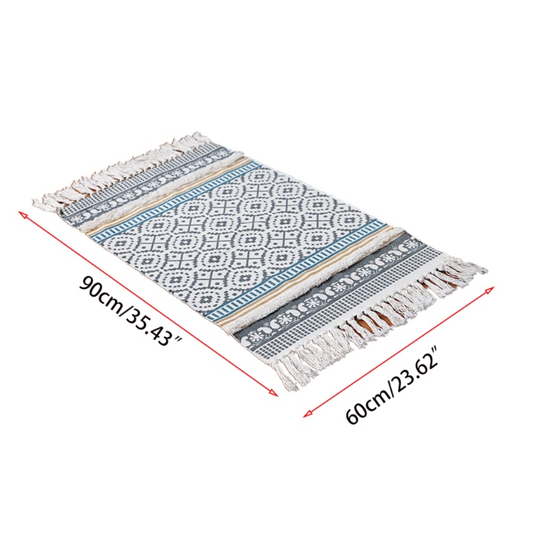 Thảm Cotton Họa Tiết Hình Học Phong Cách Bohemian Trang Trí Nội Thất