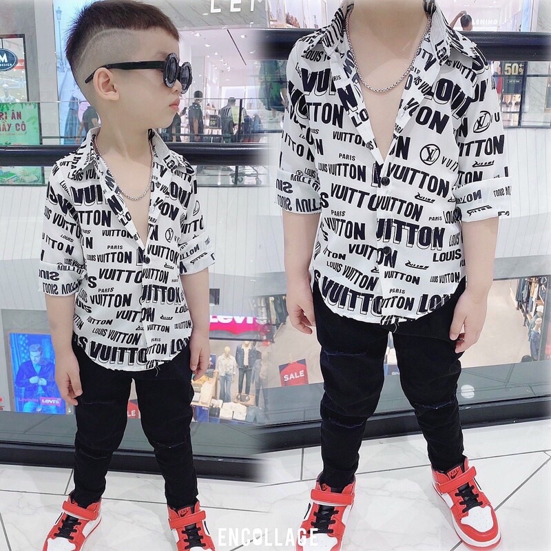 Áo sơmi dài tay size đại bé trai