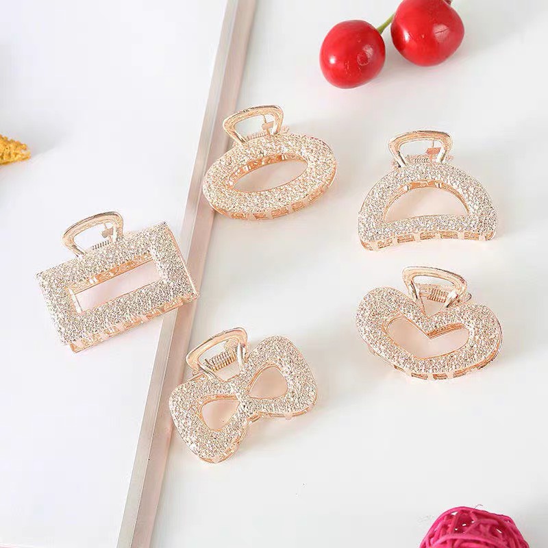 Kẹp tóc đẹp Hàn Quốc kẹp càng cua màu ánh vàng nhiều hình dễ thương 5 mẫu