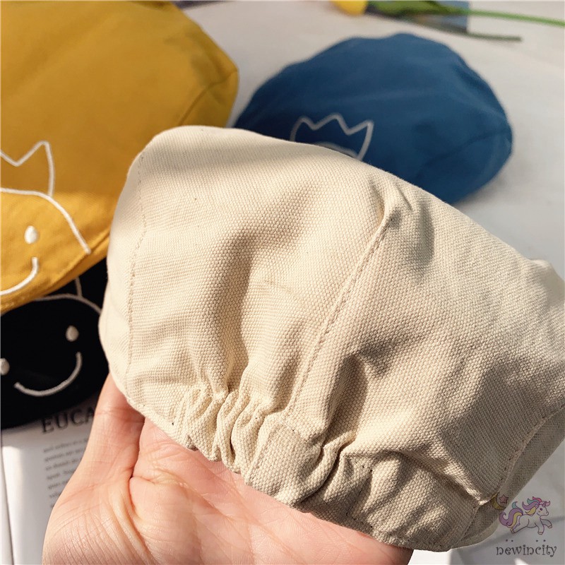 Nón Beret Thêu Hình Phong Cách Hàn Quốc Xinh Xắn Dành Cho Bé