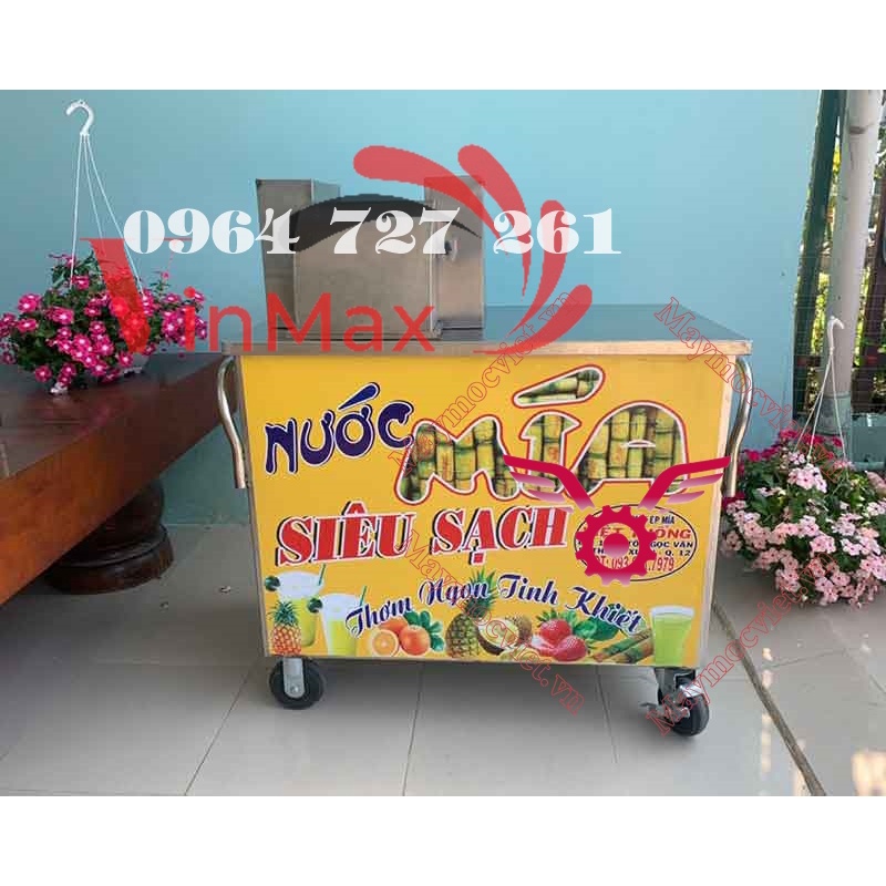 Xe ép nước mía ép 2 cây siêu sạch có bàn liền và ngăn kéo