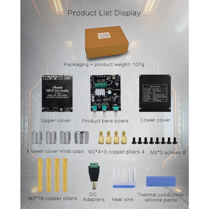 Bộ Khuếch Đại Âm Thanh 2 1 Kênh Mini XY- T100L Tích Hợp Amp 100W + 100W