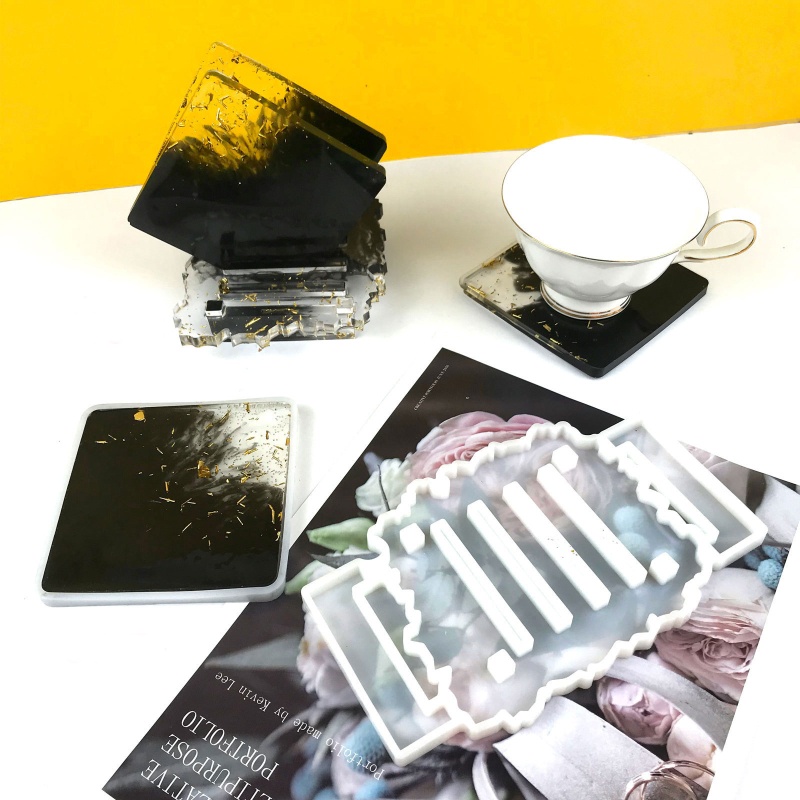 Sa Khuôn Làm Đế Lót Ly Hình Vuông Bằng Nhựa Epoxy Độc Đáo Trang Trí Nhà Cửa DIY