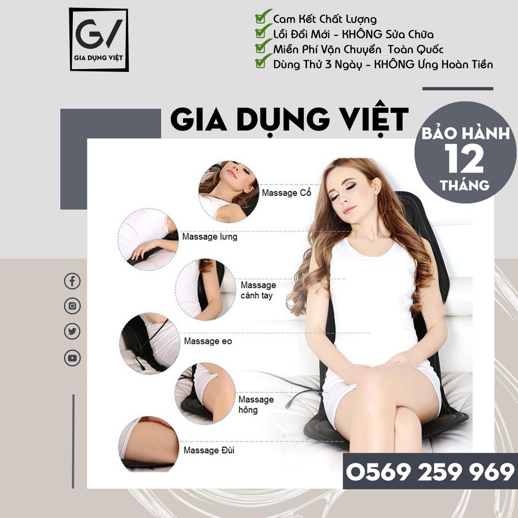 [Hàng Loại 1] Ghế massage 5 vùng nhiều chế độ cao cấp trên ô tô hoặc tại nhà - Bảo Hành 12 Tháng